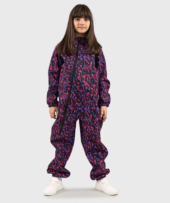 Waterproof Softshell Overall Comfy Dark Animal Print Jumpsuit