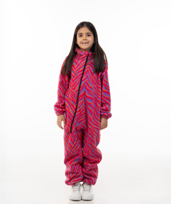 Polar Fleece Jumpsuit Zebra Print Fuchsia