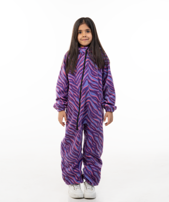 Polar Fleece Jumpsuit Zebra Print Purple