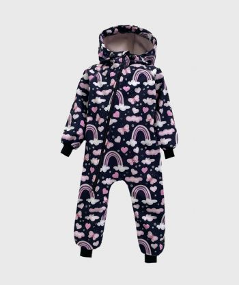 Waterproof Softshell Overall Comfy Rainbows And Butterflies Dark Blue Jumpsuit