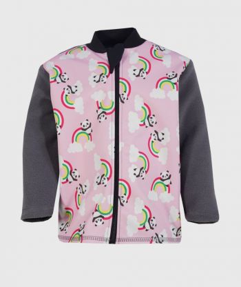 Polar Fleece And Softshell Panda And Rainbows Pink Jacket