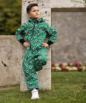 Waterproof Softshell Overall Comfy Footballs Green Jumpsuit