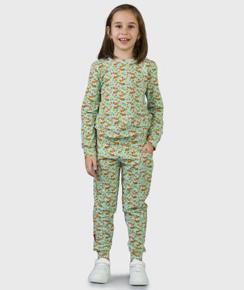 SET - Pants And Shirt Little Foxes Green