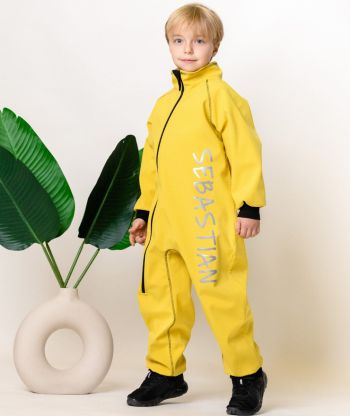 Waterproof Softshell Overall Comfy Mustard Yellow Bodysuit