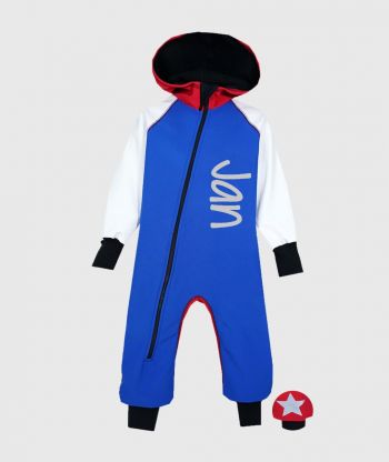 Waterproof Softshell Overall Comfy Blue/White/Red Jumpsuit